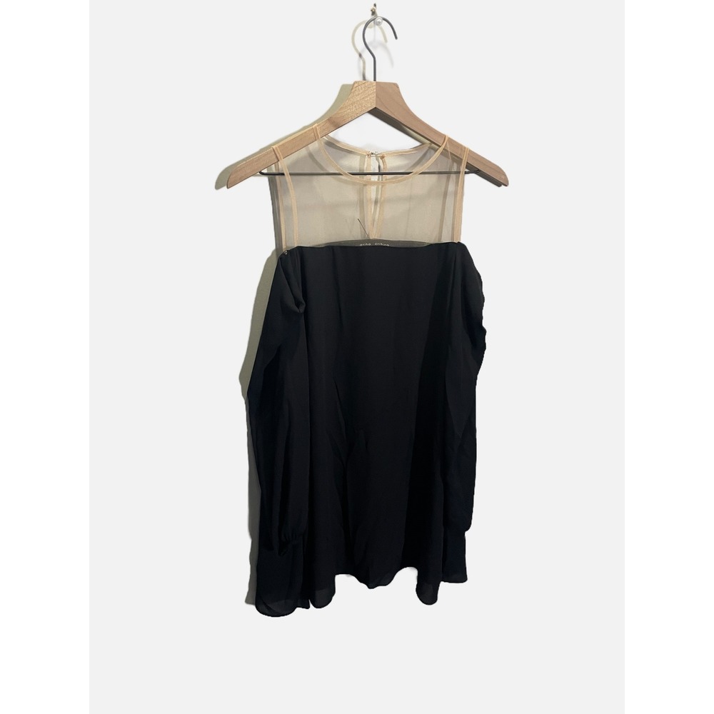 Atina Cristina Cold Shoulder Womens XS Black Mesh Illusion Yoke Night Out Dress